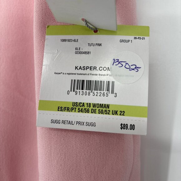 Kasper Women's Plus Harlow Pant Iconic Stretch Crepe Tutu Pink Size 18 NWT - Picture 5 of 5